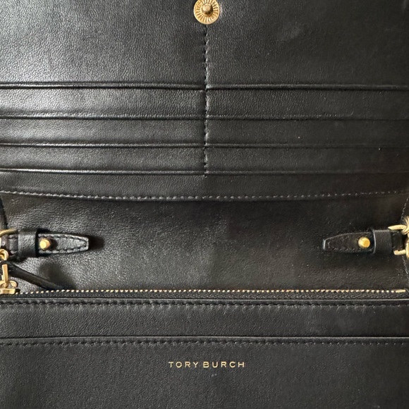 TORY BURCH Fleming Wallet Cross-Body Clutch Black Leather with Gold Hardware - Picture 8 of 8
